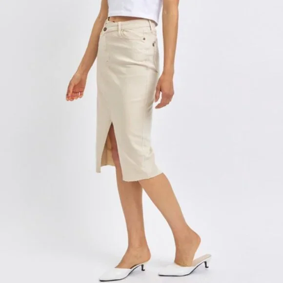 Judy Blue Criss-Cross WB Front Slit Long Skirt - Picture 2 of 3